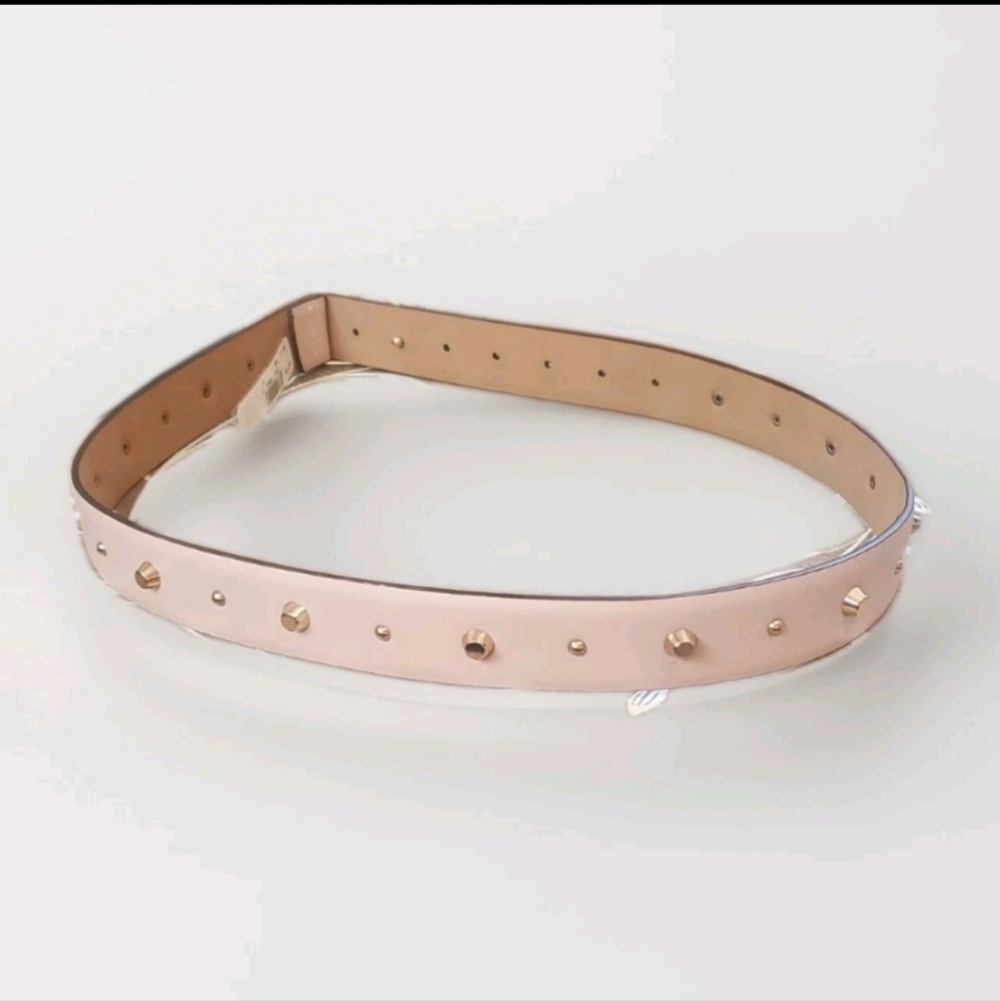 Michael Kors Leather Studded Monogram Buckle Wide Belt - Picture 4 of 6